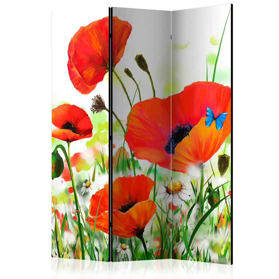 ⁨Parawan - Country poppies [Room Dividers] (rozmiar 135x172, wykończenie Dwustronny)⁩ w sklepie Wasserman.eu