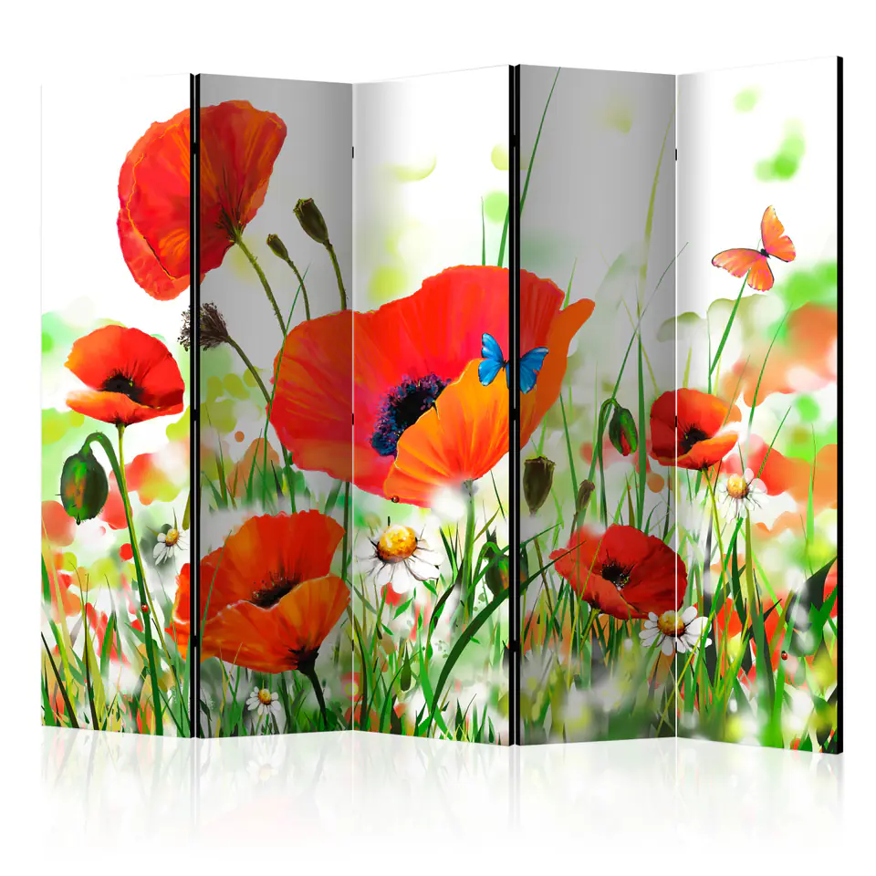 ⁨Screen 5-piece - Country poppies II [Room Dividers] (size 225x172)⁩ at Wasserman.eu