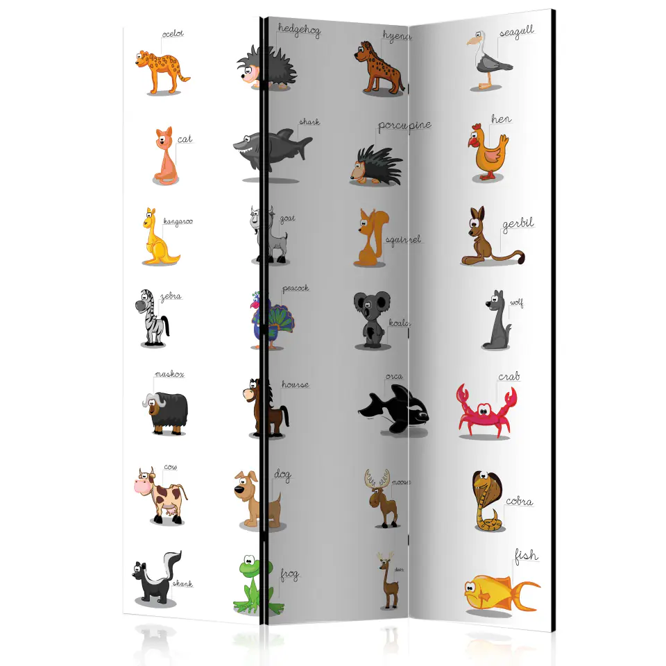 ⁨Parawan - Learning by playing (animals) [Room Dividers] (rozmiar 135x172, wykończenie Akustyczny)⁩ w sklepie Wasserman.eu