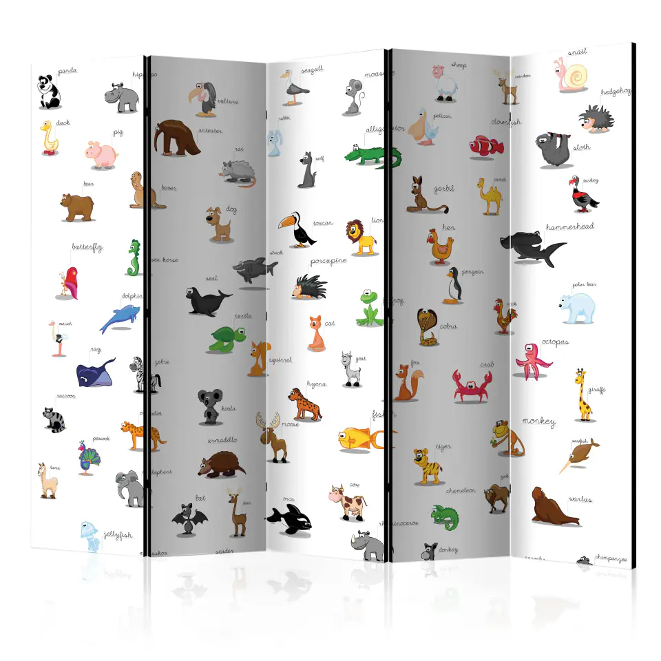 ⁨5-piece screen - animals (for children) II [Room Dividers] (size 225x172)⁩ at Wasserman.eu