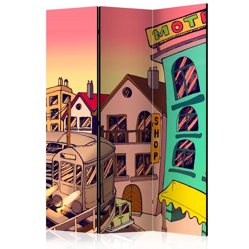 ⁨Screen 3-piece - Morning in a city [Room Dividers] (size 135x172)⁩ at Wasserman.eu