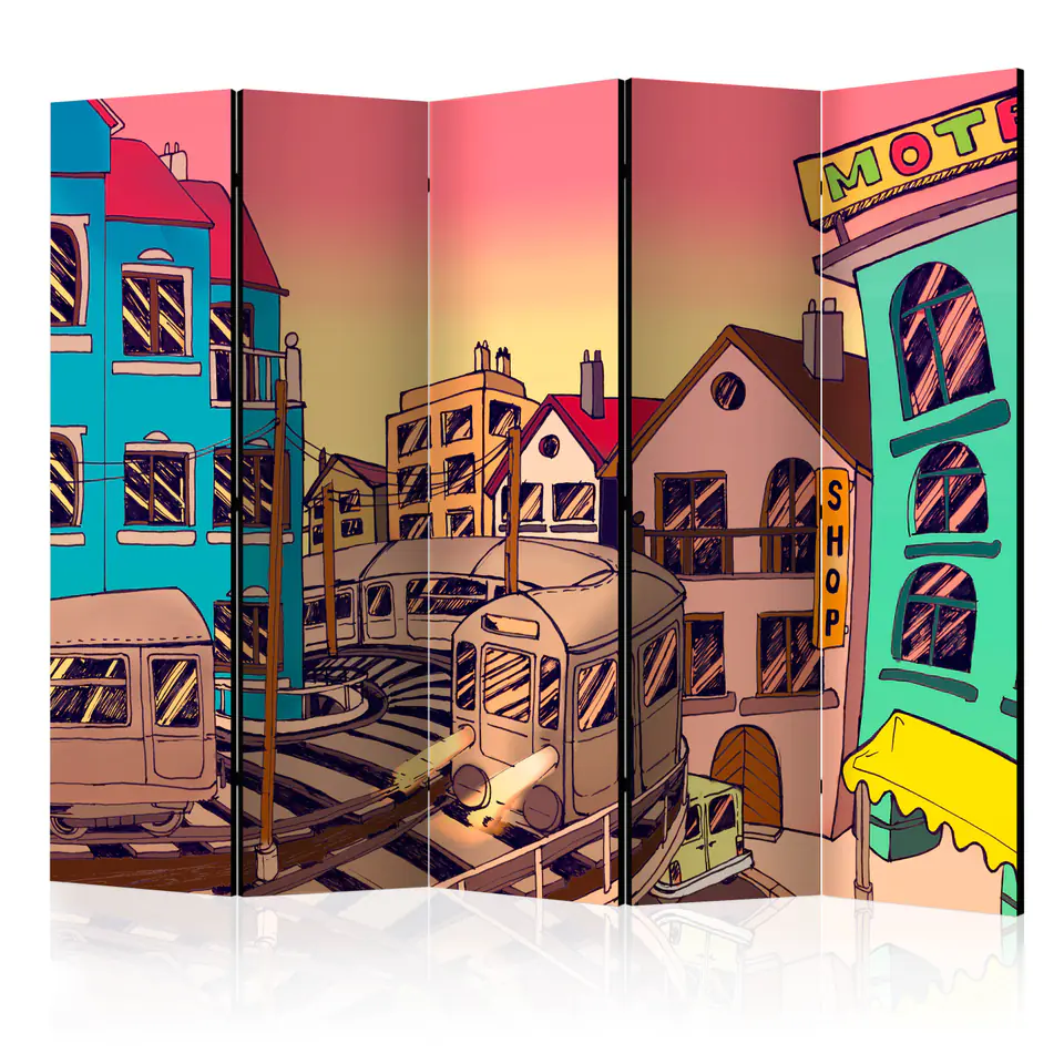 ⁨5-piece screen - Morning in a city II [Room Dividers] (size 225x172)⁩ at Wasserman.eu