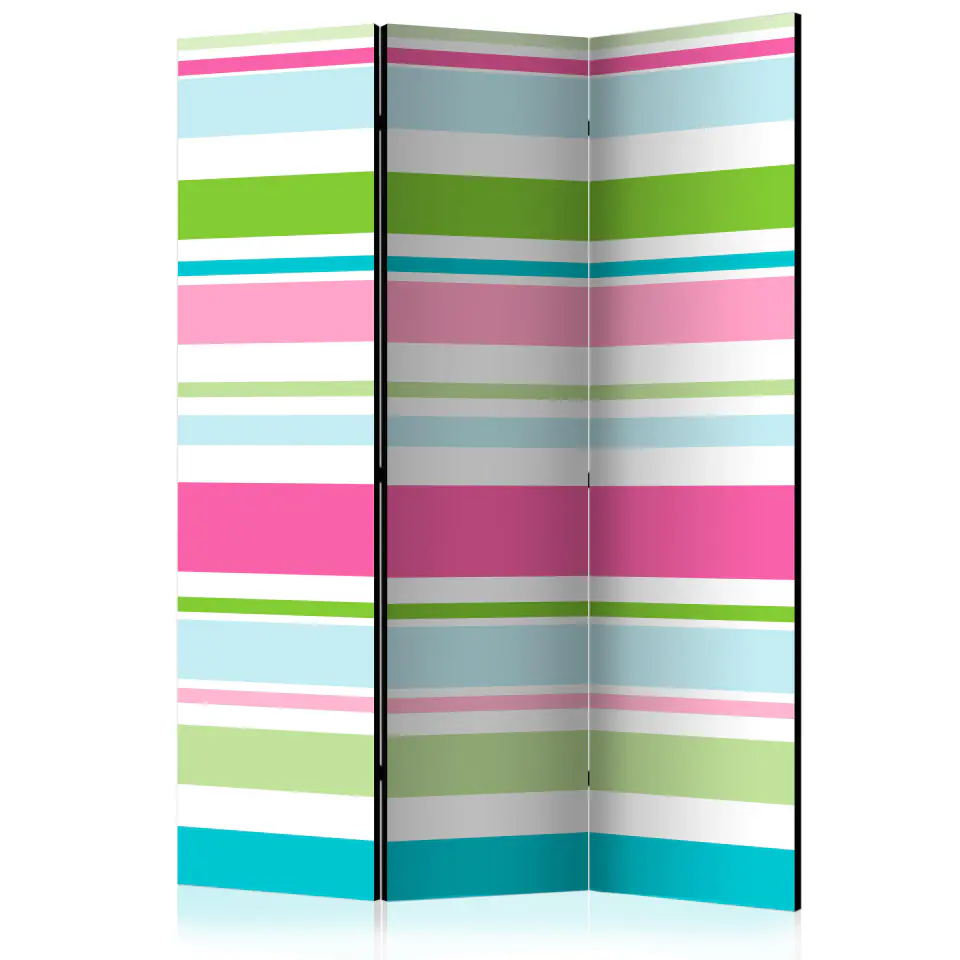 ⁨3-piece screen - Bright stripes [Room Dividers] (size 135x172)⁩ at Wasserman.eu