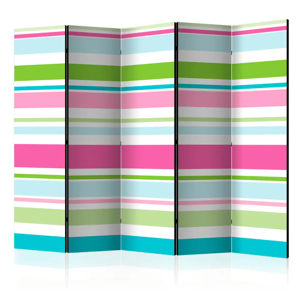 ⁨5-piece screen - Bright stripes II [Room Dividers] (size 225x172)⁩ at Wasserman.eu