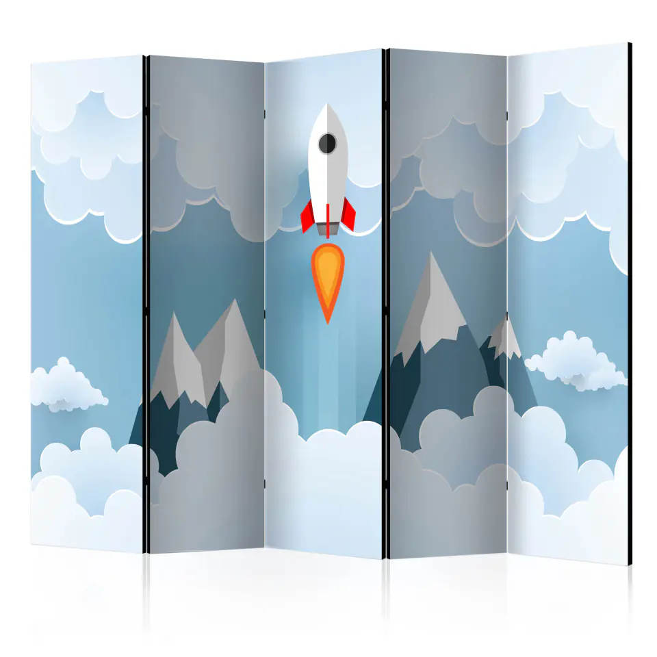 ⁨5-piece screen - Rocket in the clouds II [Room Dividers] (size 225x172)⁩ at Wasserman.eu