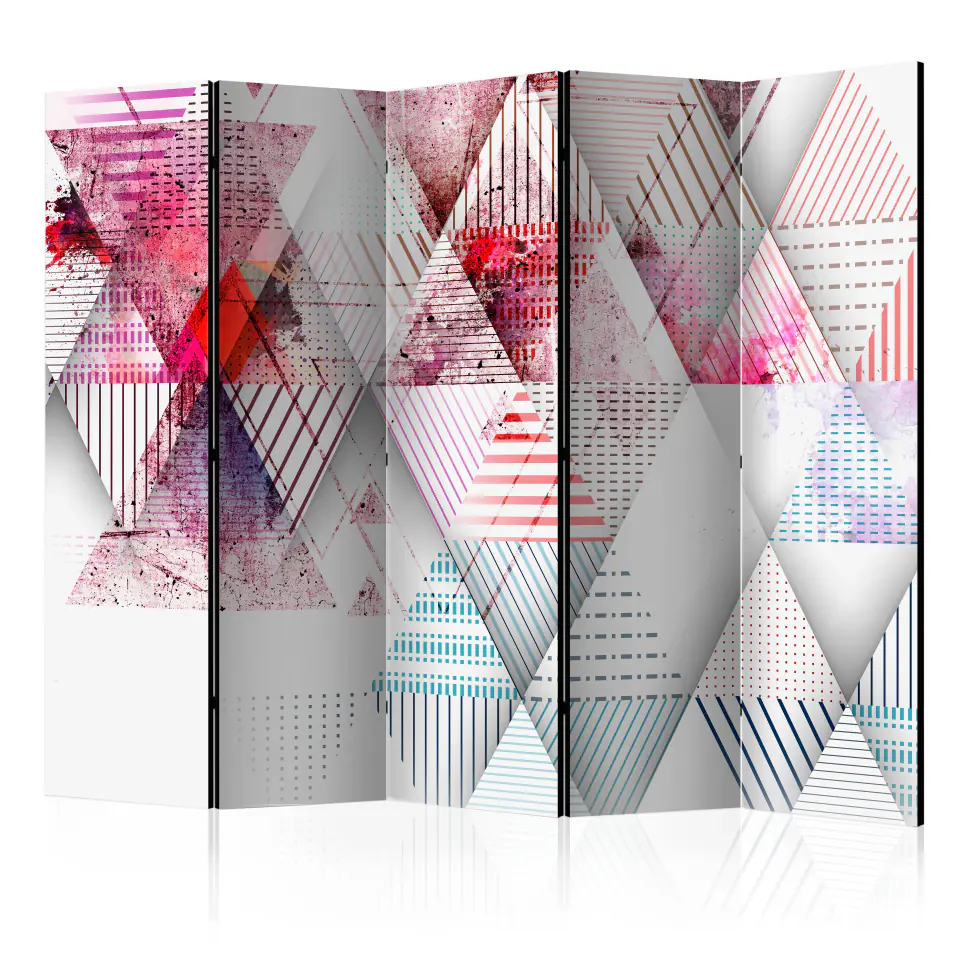 ⁨5-piece screen - World of triangles II [Room Dividers] (size 225x172)⁩ at Wasserman.eu