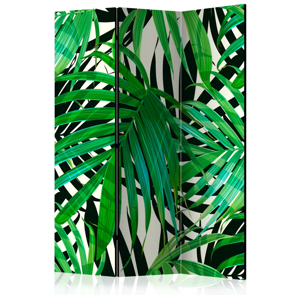 ⁨3-piece screen - Tropical leaves [Room Dividers] (size 135x172)⁩ at Wasserman.eu