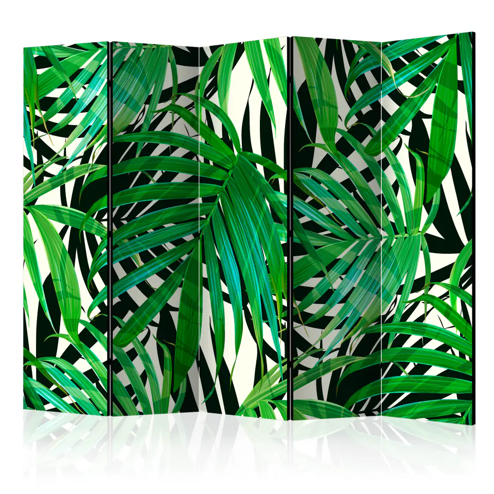 ⁨5-piece screen - Tropical Leaves II [Room Dividers] (size 225x172)⁩ at Wasserman.eu
