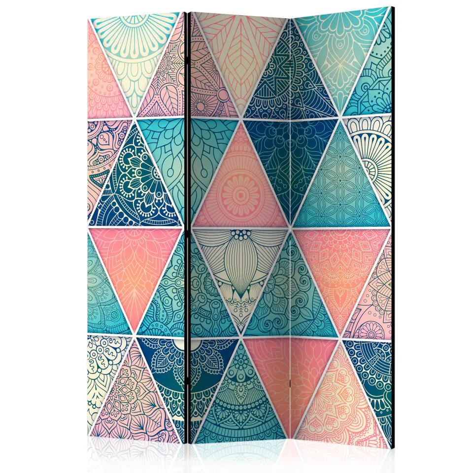 ⁨3-piece screen - Oriental triangles [Room Dividers] (size 135x172)⁩ at Wasserman.eu
