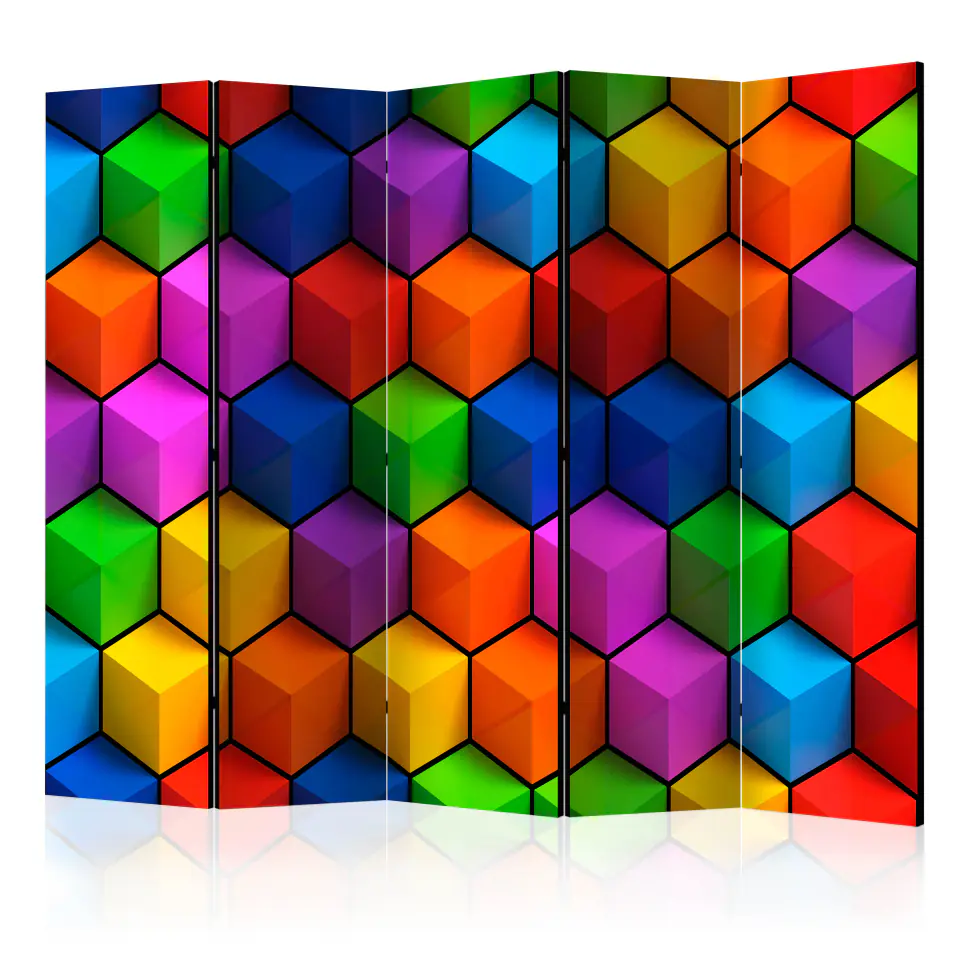 ⁨5-piece screen - Colored geometric fields II [Room Dividers] (size 225x172)⁩ at Wasserman.eu
