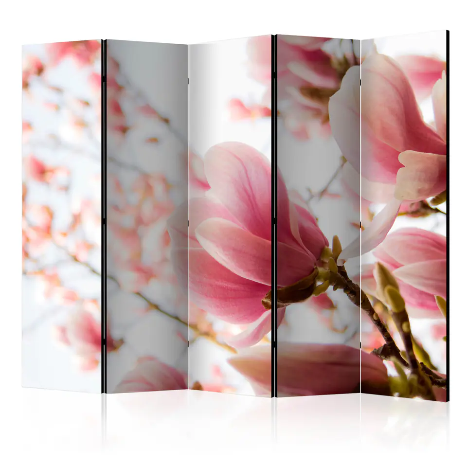 ⁨5-piece screen - Pink magnolia II [Room Dividers] (size 225x172)⁩ at Wasserman.eu