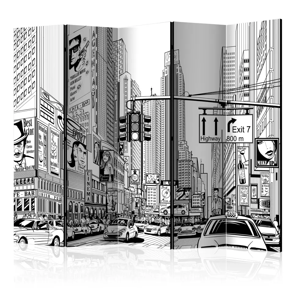 ⁨5-piece screen - On the streets of New York II [Room Dividers] (size 225x172)⁩ at Wasserman.eu