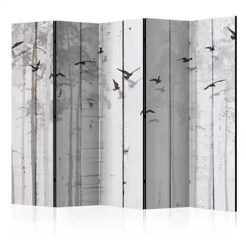 ⁨Parawan - Ptaki na deskach II [Room Dividers] (rozmiar 225x172, wykończenie Jednostronny)⁩ w sklepie Wasserman.eu