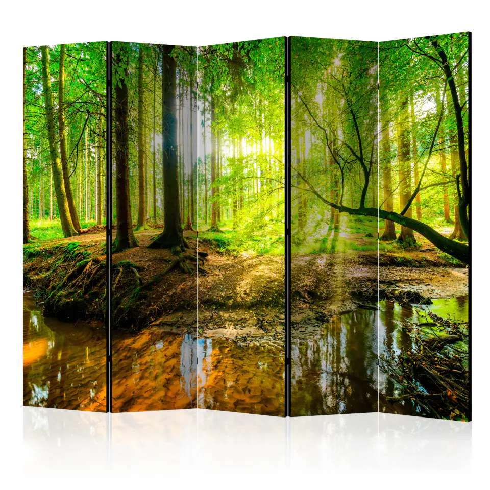 ⁨5-piece screen - Forest stream II [Room Dividers] (size 225x172)⁩ at Wasserman.eu