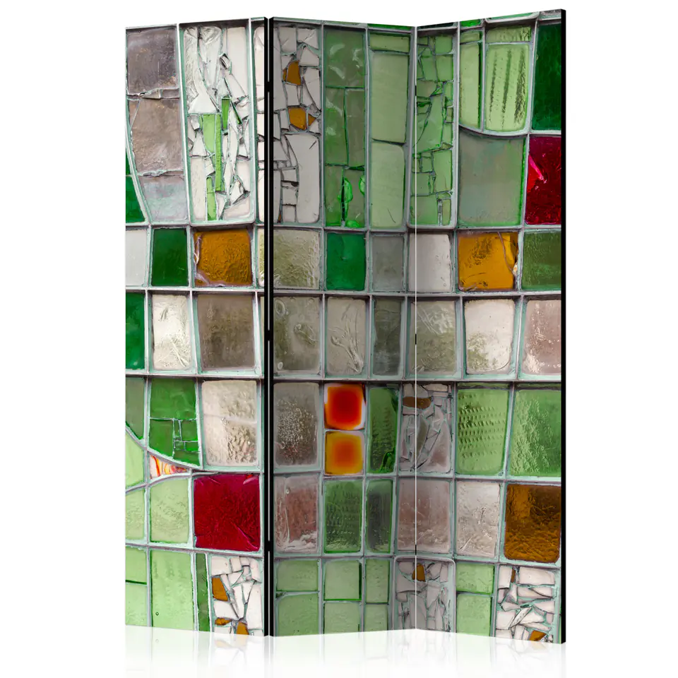 ⁨3-piece screen - Emerald stained glass [Room Dividers] (size 135x172)⁩ at Wasserman.eu