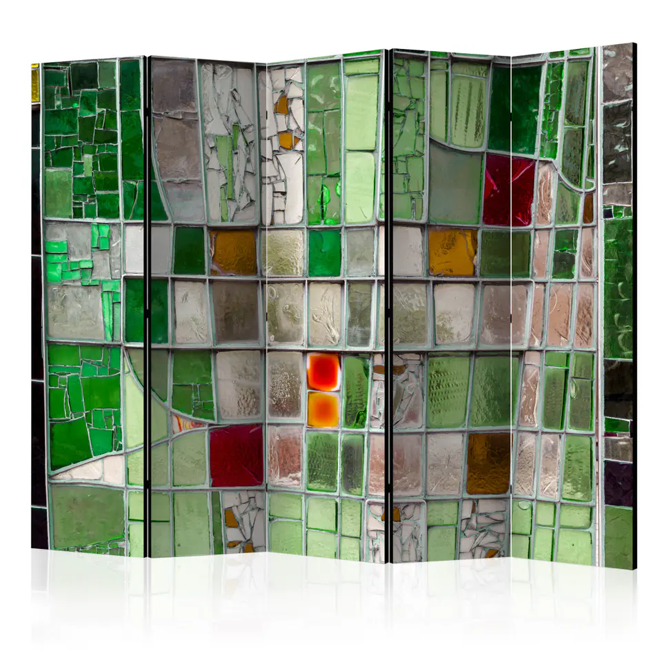 ⁨Parawan - Szmaragdowy witraż II [Room Dividers] (rozmiar 225x172, wykończenie Dwustronny)⁩ w sklepie Wasserman.eu