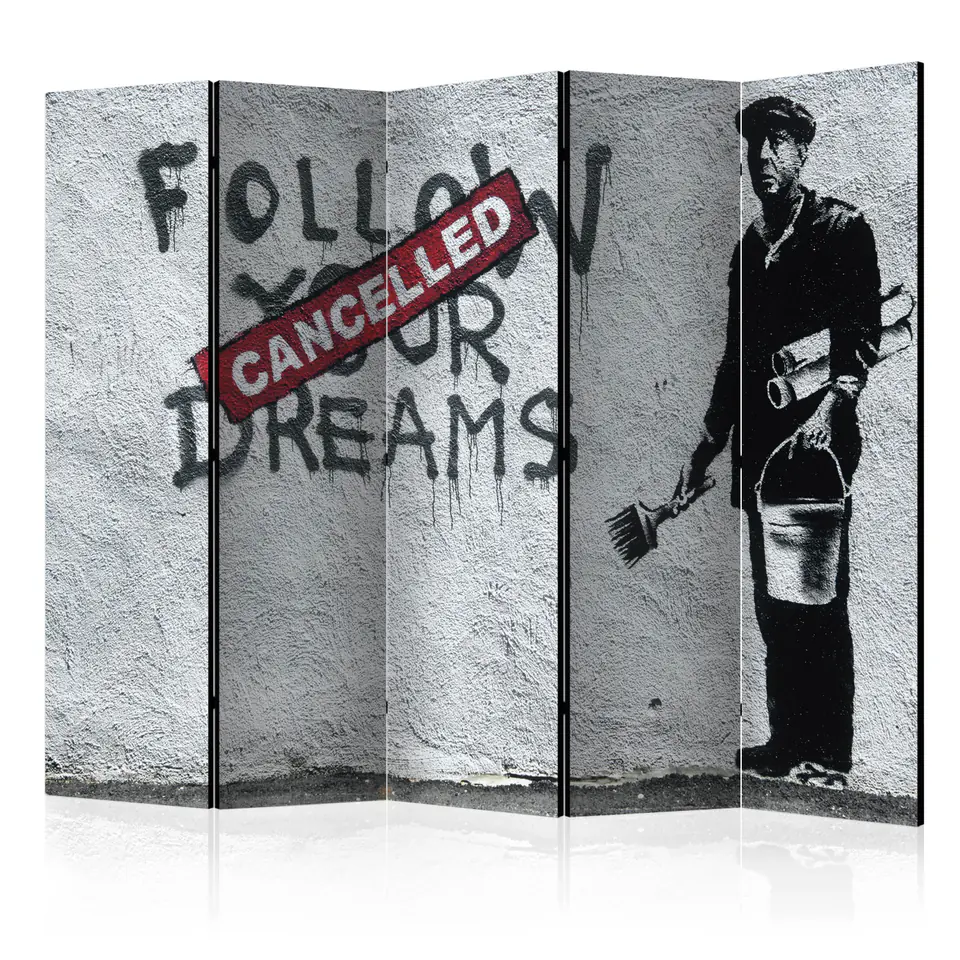 ⁨5-piece screen - Dreams Cancelled (Banksy) II [Room Dividers] (size 225x172)⁩ at Wasserman.eu