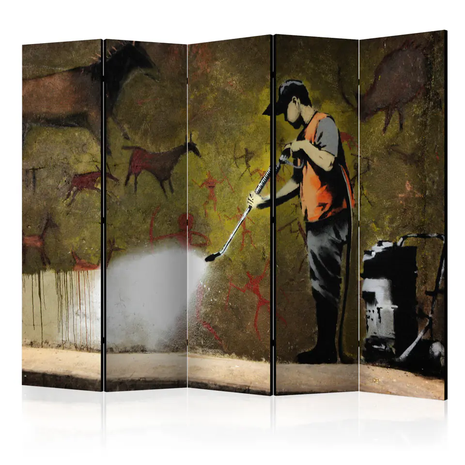 ⁨5-piece screen - Banksy - Cave Painting II [Room Dividers] (size 225x172)⁩ at Wasserman.eu
