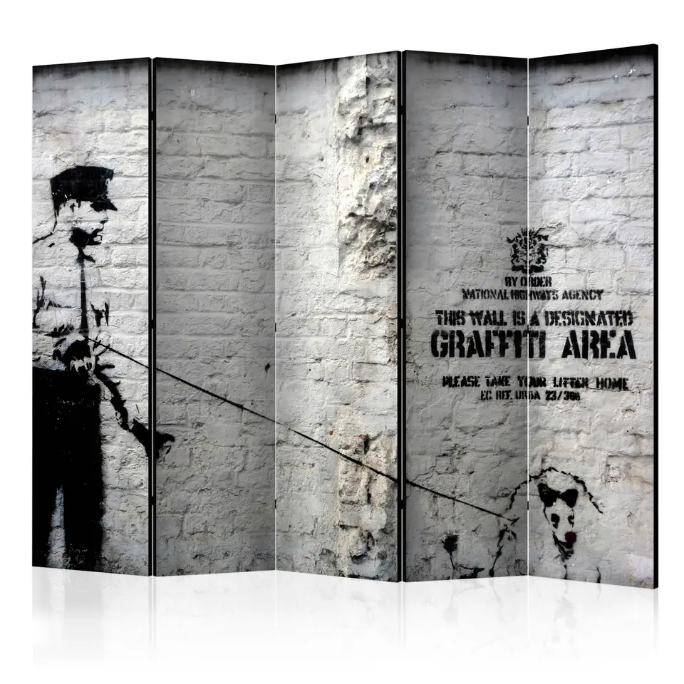 ⁨5-piece screen - Banksy - Graffiti Area II [Room Dividers] (size 225x172)⁩ at Wasserman.eu