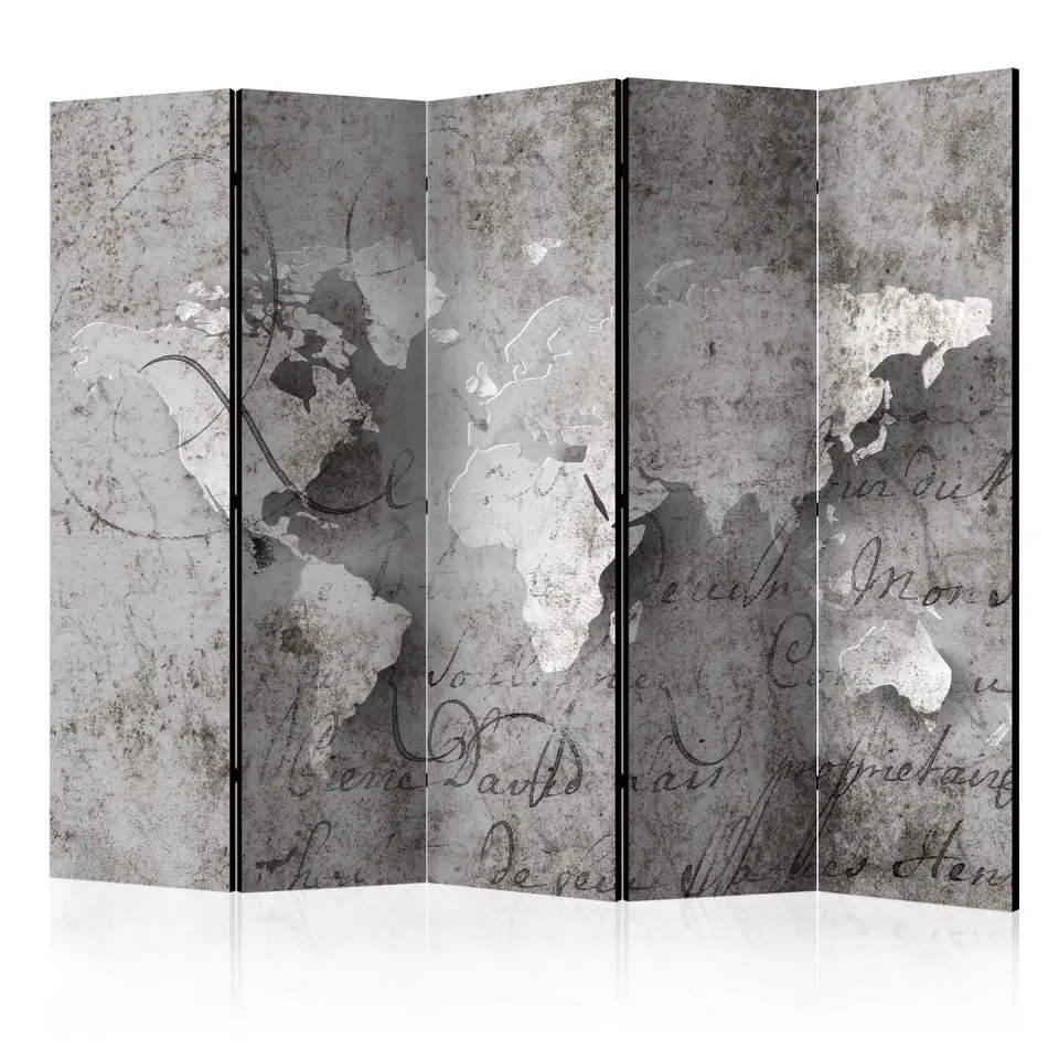 ⁨5-piece screen - Map and list II [Room Dividers] (size 225x172)⁩ at Wasserman.eu