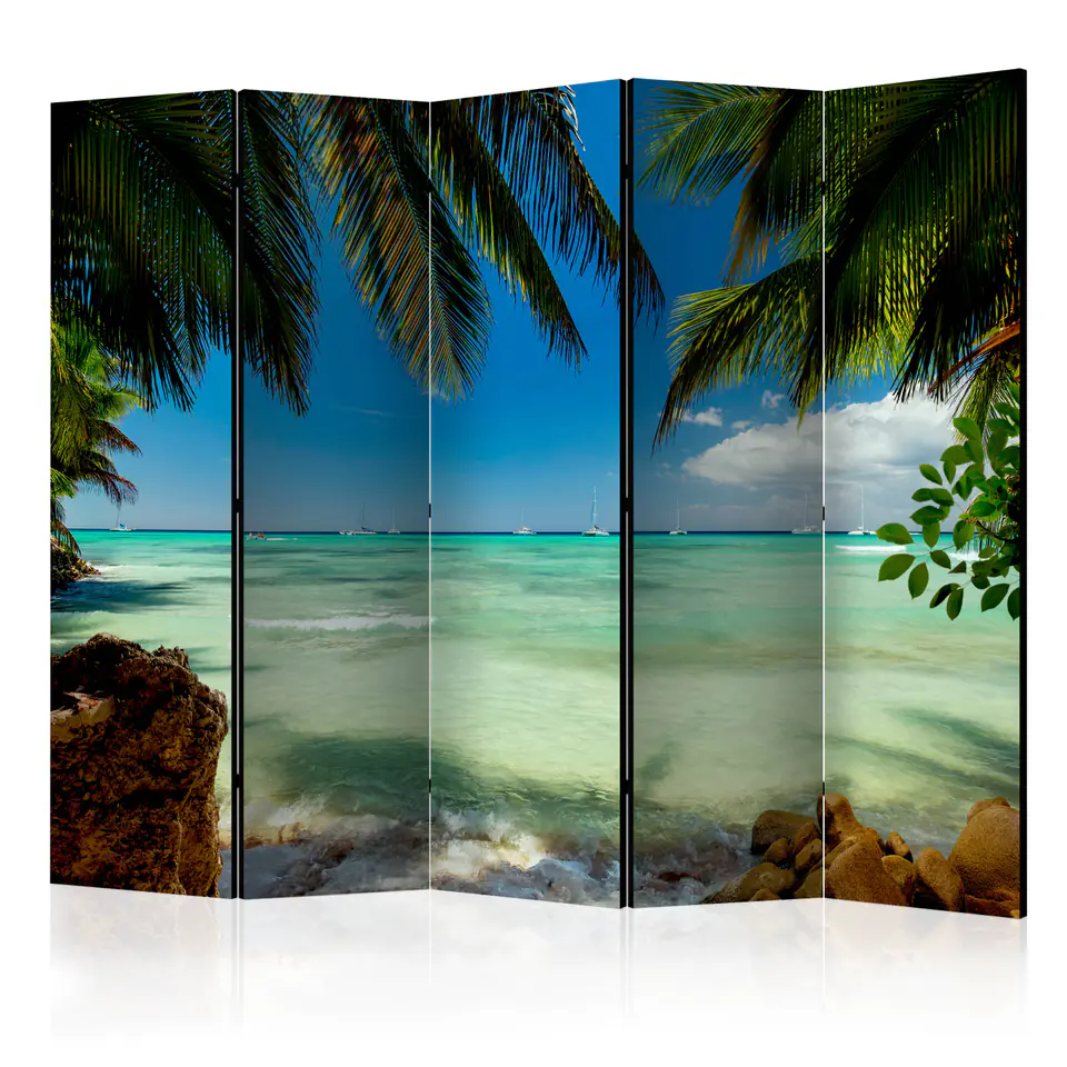 ⁨Screen 5-piece - Relaxing on the beach II [Room Dividers] (size 225x172)⁩ at Wasserman.eu