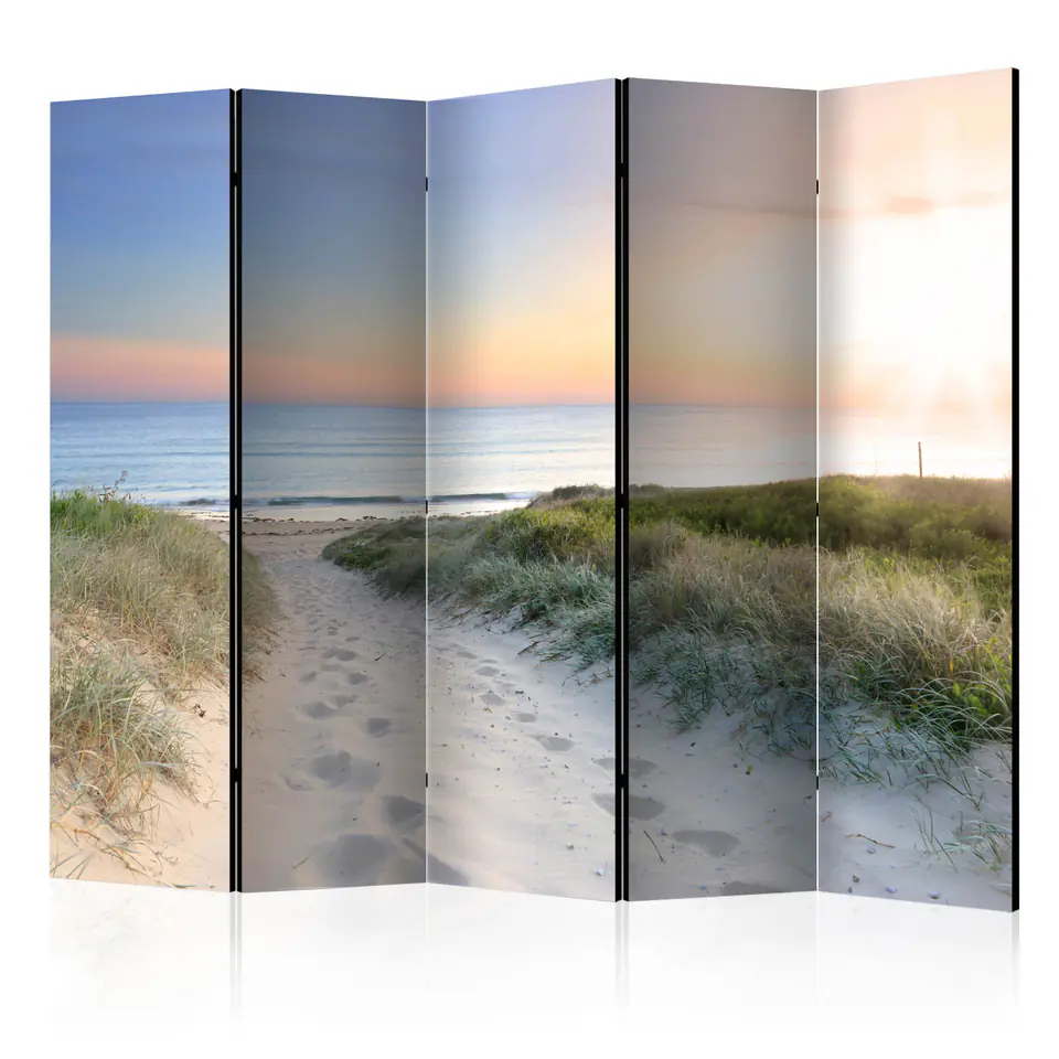 ⁨Screen 5-piece - Morning walk on the beach II [Room Dividers] (size 225x172)⁩ at Wasserman.eu