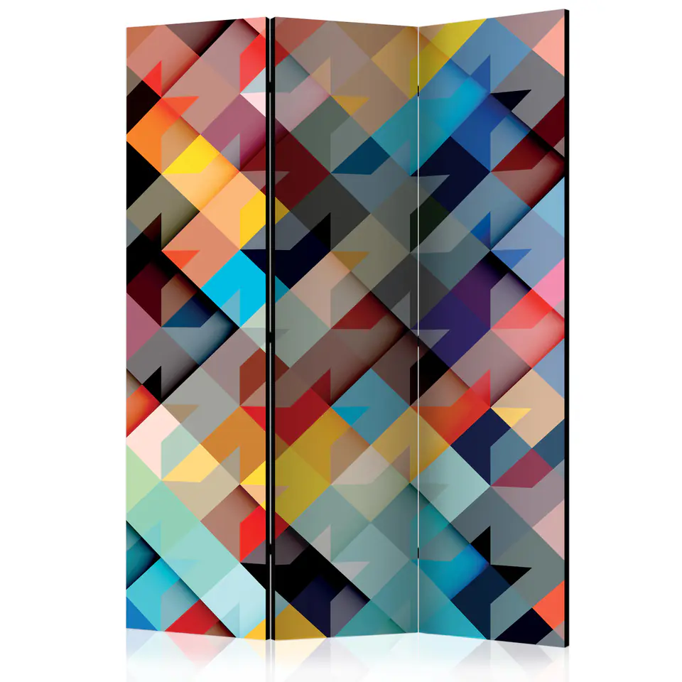 ⁨3-piece screen - Colorful patchwork [Room Dividers] (size 135x172)⁩ at Wasserman.eu