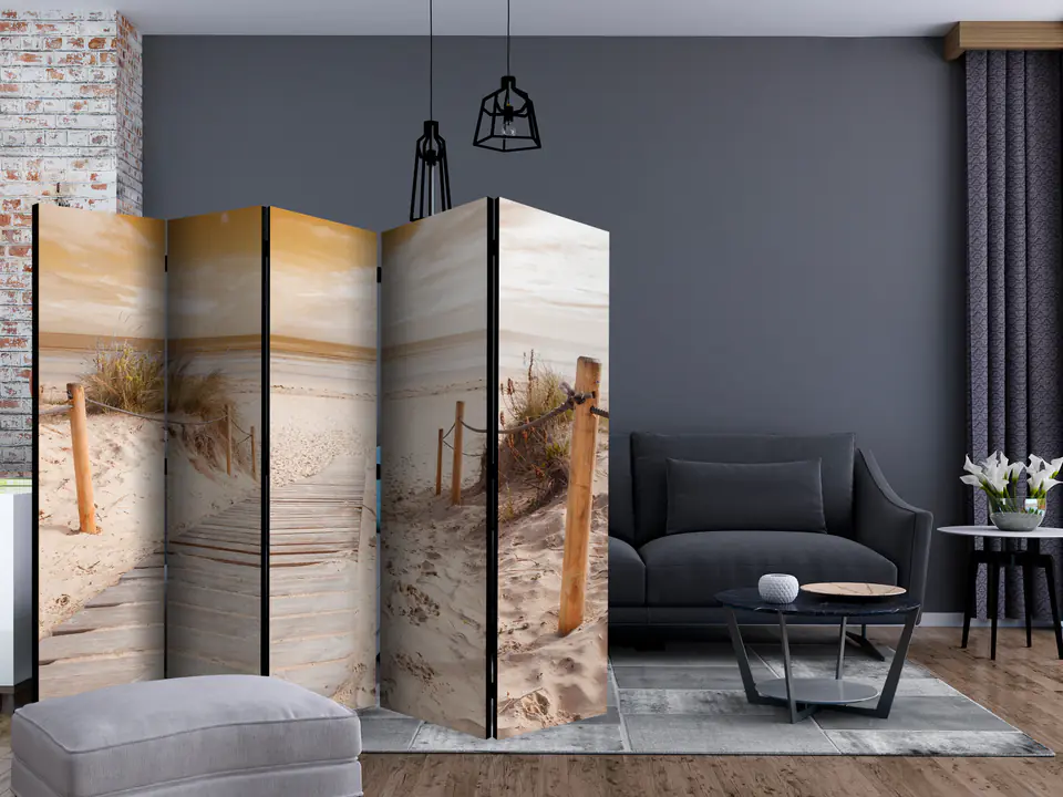 ⁨Parawan - Na plaży - sepia II (rozmiar 225x172, wykończenie Dwustronny)⁩ w sklepie Wasserman.eu