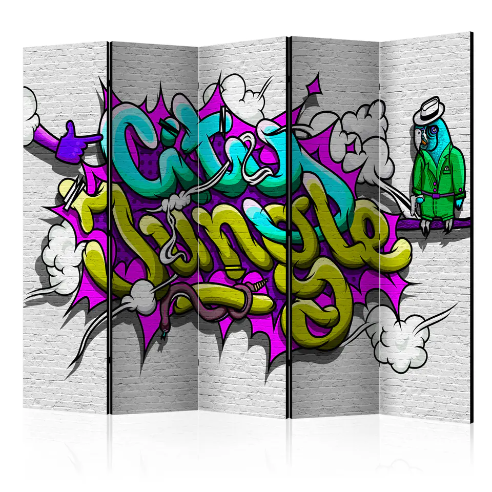 ⁨5-piece screen - Urban jungle - graffiti II [Room Dividers] (size 225x172)⁩ at Wasserman.eu