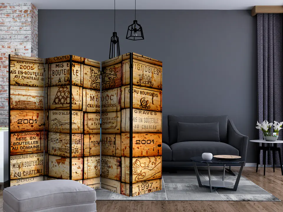 ⁨5-piece screen - Wine Route II [Room Dividers] (size 225x172)⁩ at Wasserman.eu