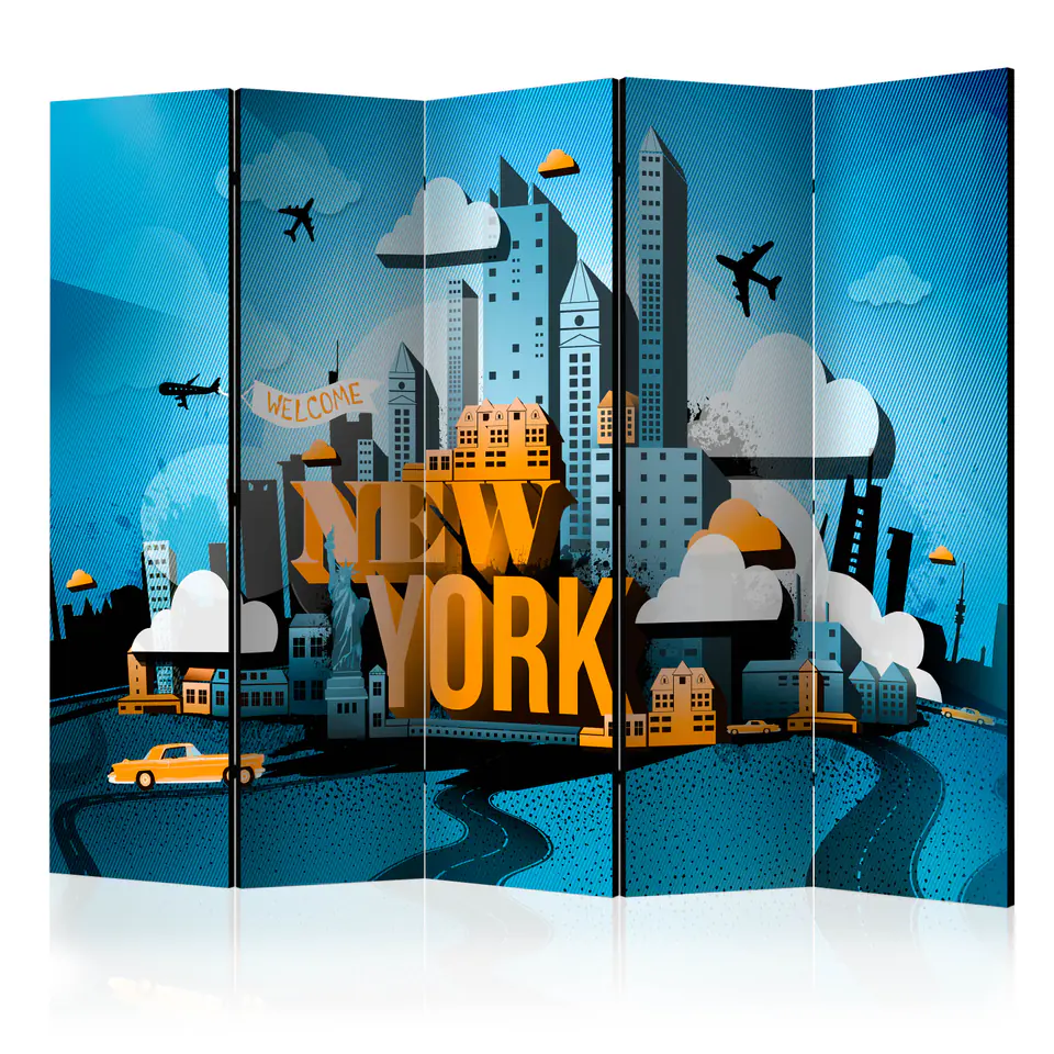 ⁨5-piece screen - New York - welcome II [Room Dividers] (size 225x172)⁩ at Wasserman.eu