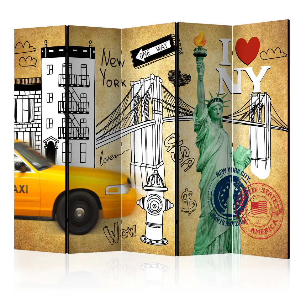 ⁨5-piece screen - One way - New York II [Room Dividers] (size 225x172)⁩ at Wasserman.eu