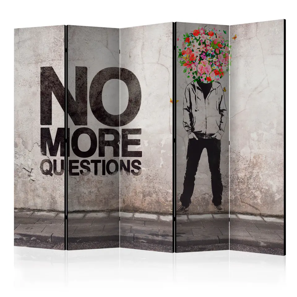 ⁨5-piece screen - No more questions II [Room Dividers] (size 225x172)⁩ at Wasserman.eu