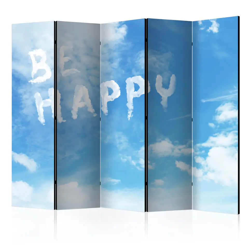 ⁨Screen 5-piece - Be happy II [Room Dividers] (size 225x172)⁩ at Wasserman.eu