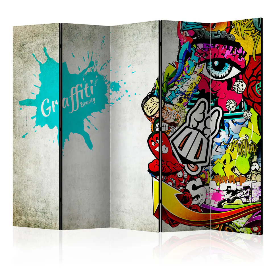 ⁨5-piece screen - Graffiti beauty II [Room Dividers] (size 225x172)⁩ at Wasserman.eu