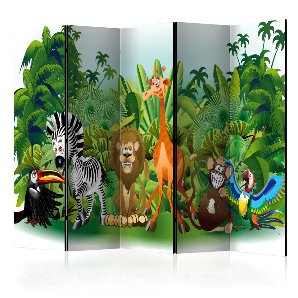 ⁨5-piece screen - Jungle Animals II [Room Dividers] (size 225x172)⁩ at Wasserman.eu