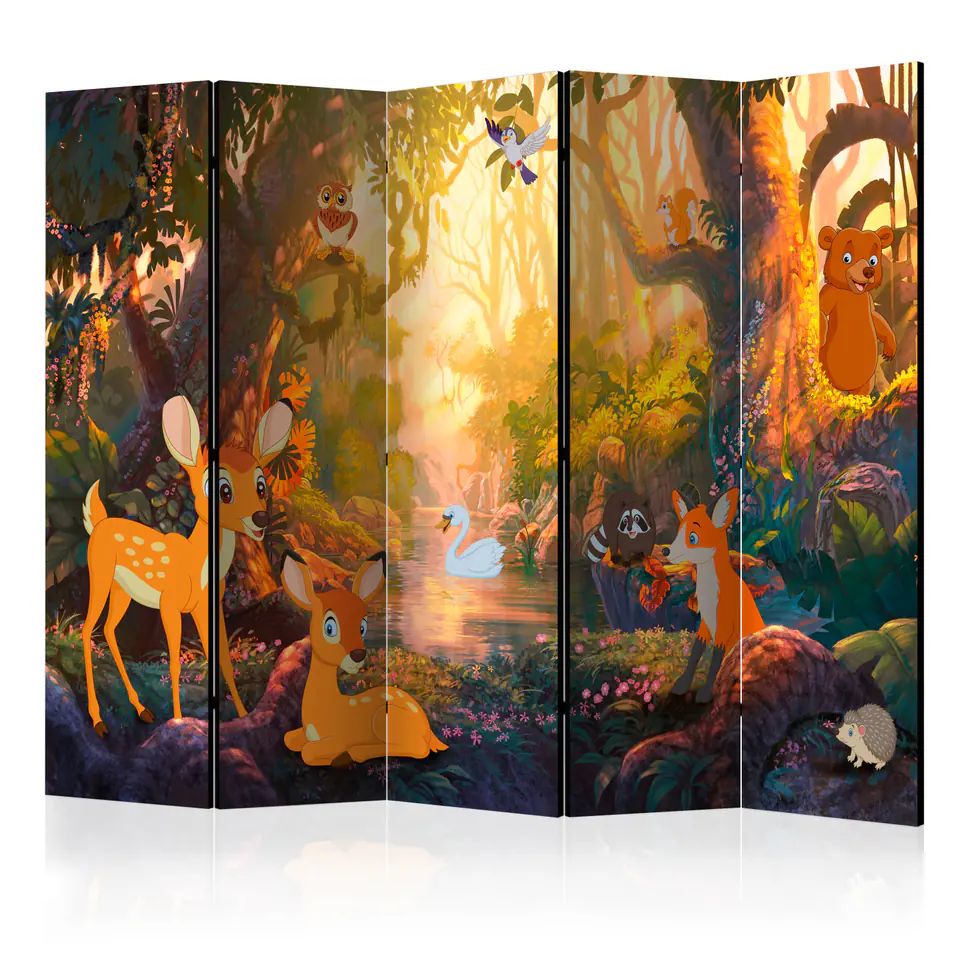 ⁨5-piece screen - Animals in the forest II [Room Dividers] (size 225x172)⁩ at Wasserman.eu