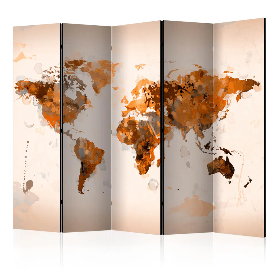 ⁨5-piece screen - World in bronze II [Room Dividers] (size 225x172)⁩ at Wasserman.eu