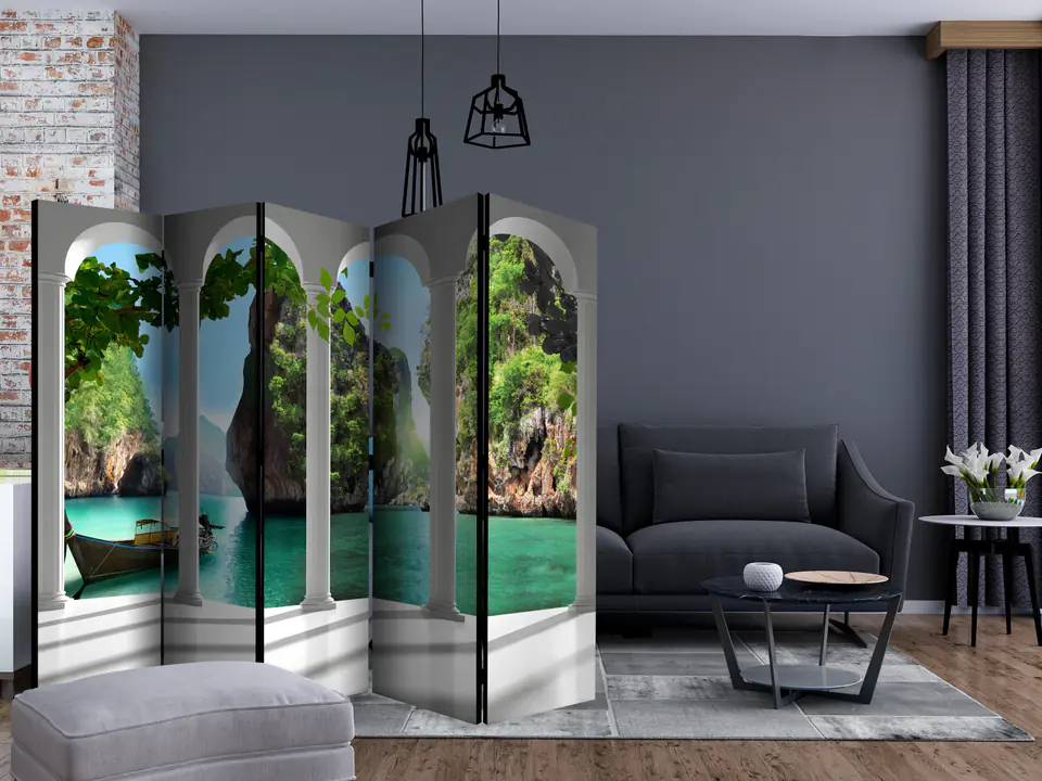 ⁨5-piece screen - On the terrace II [Room Dividers] (size 225x172)⁩ at Wasserman.eu