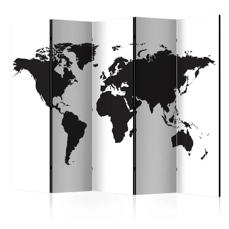 ⁨5-piece screen - Black and White World II [Room Dividers] (size 225x172)⁩ at Wasserman.eu