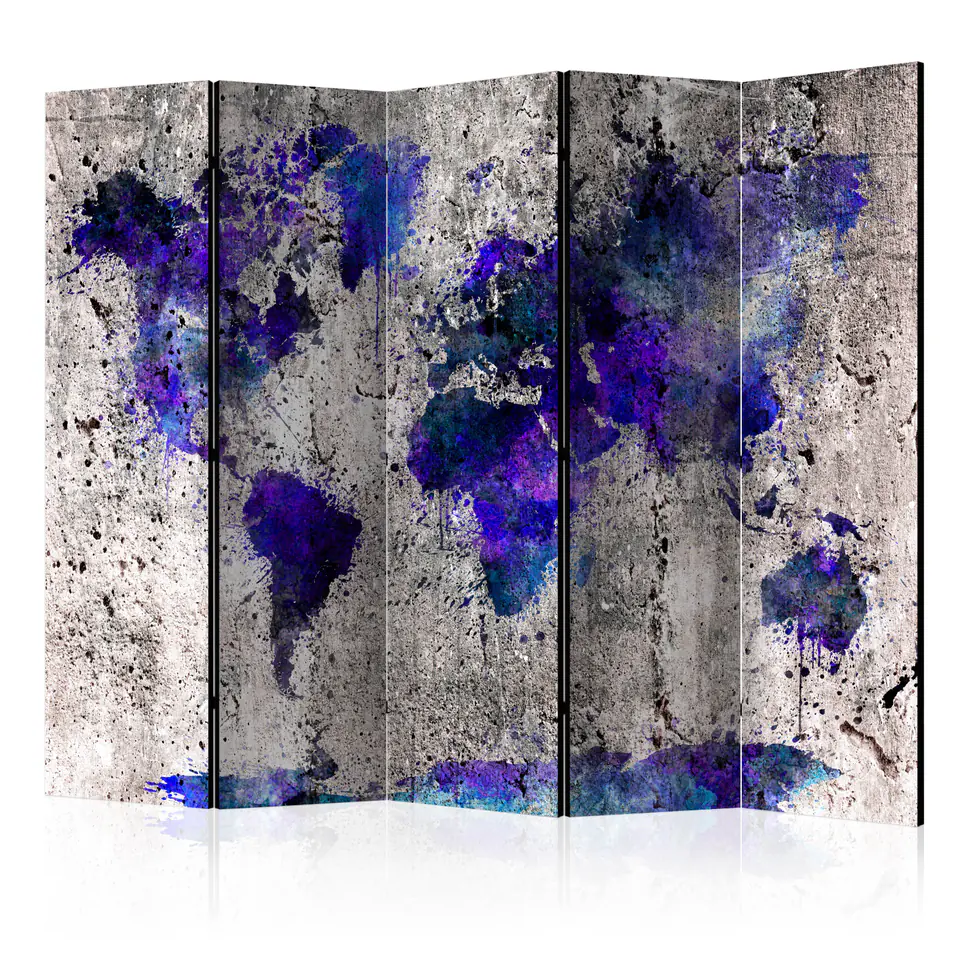 ⁨5-piece screen - World Map: kleksy II [Room Dividers] (size 225x172)⁩ at Wasserman.eu