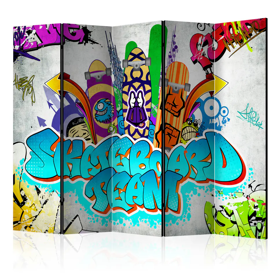 ⁨5-piece screen - Skateboard team II [Room Dividers] (size 225x172)⁩ at Wasserman.eu