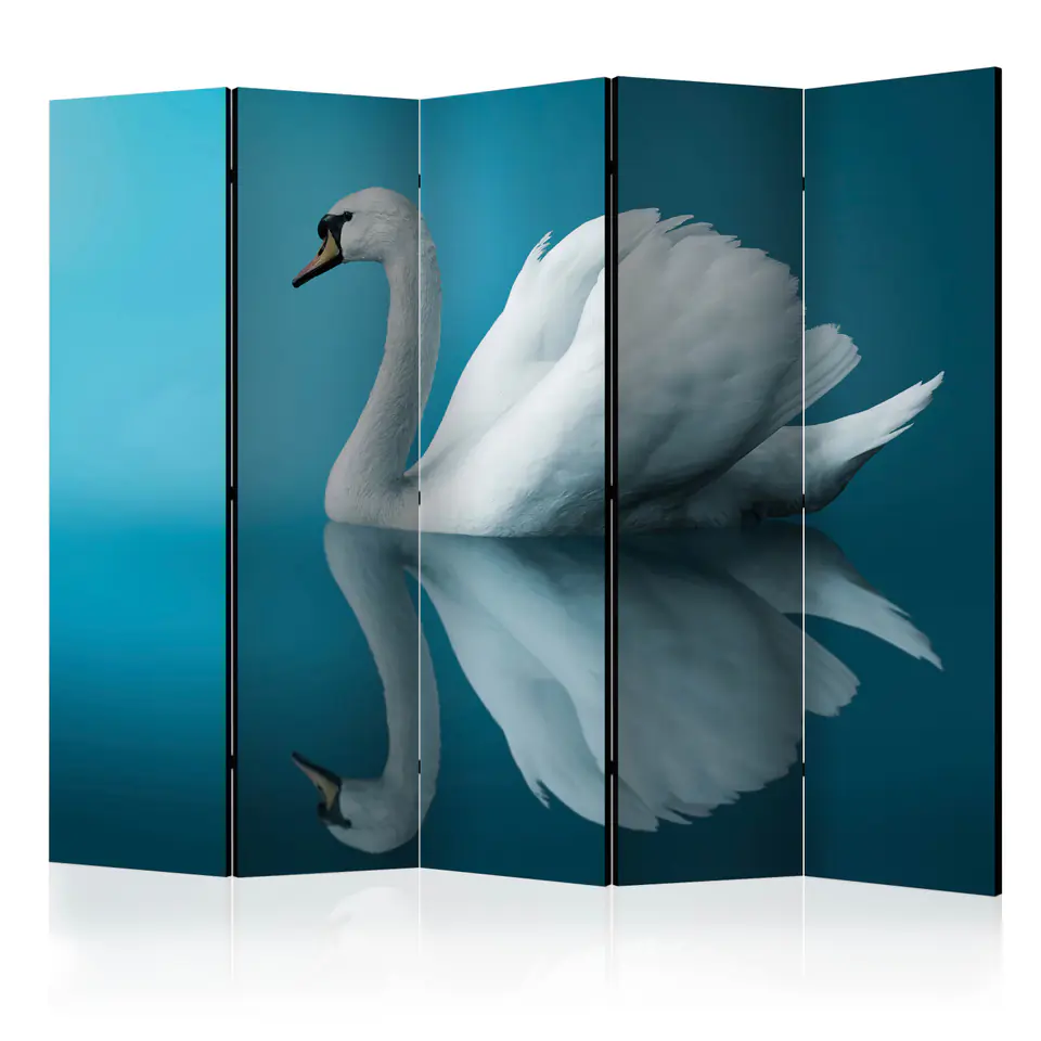 ⁨5-piece screen - swan - reflection II [Room Dividers] (size 225x172)⁩ at Wasserman.eu