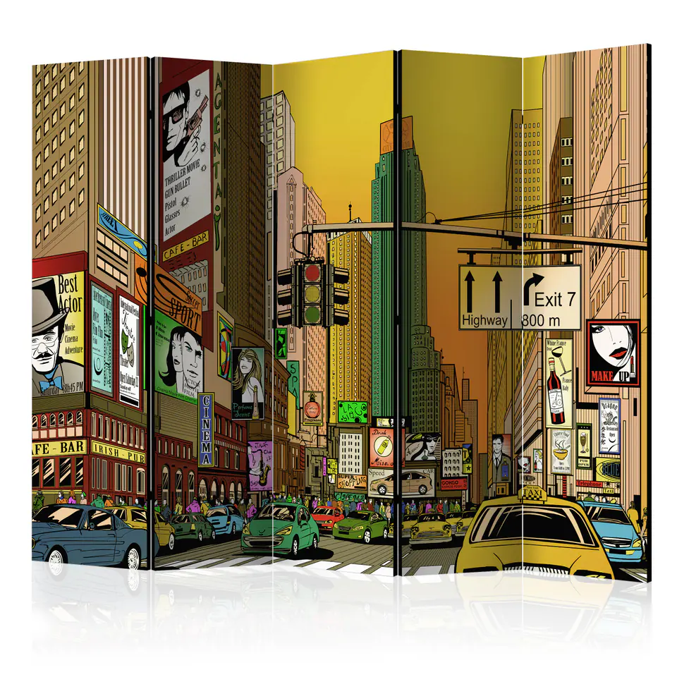 ⁨5-piece screen - New York - bustling city II [Room Dividers] (size 225x172)⁩ at Wasserman.eu