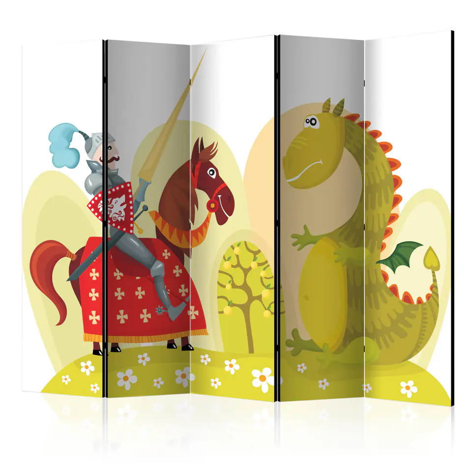 ⁨5-piece screen - Dragon and Knight II [Room Dividers] (size 225x172)⁩ at Wasserman.eu