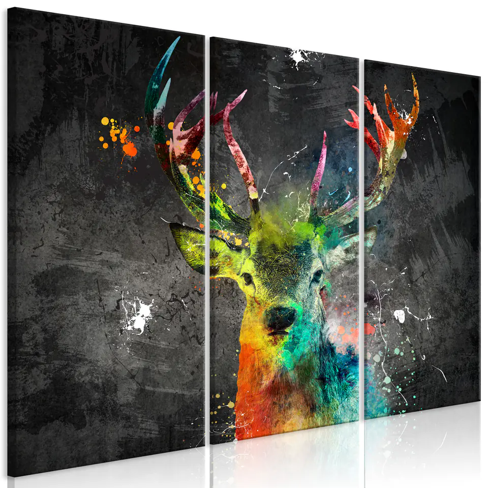 ⁨Picture - Rainbow Deer (3-piece) (size 90x60)⁩ at Wasserman.eu