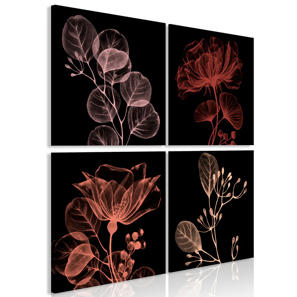 ⁨Picture - Glowing Flowers (4-piece) (size 40x40)⁩ at Wasserman.eu