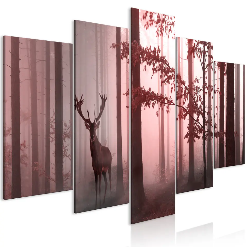 ⁨Obraz - Poranek (5-częściowy) szeroki różowy (rozmiar 225x112.5, wykończenie Premium Print)⁩ w sklepie Wasserman.eu