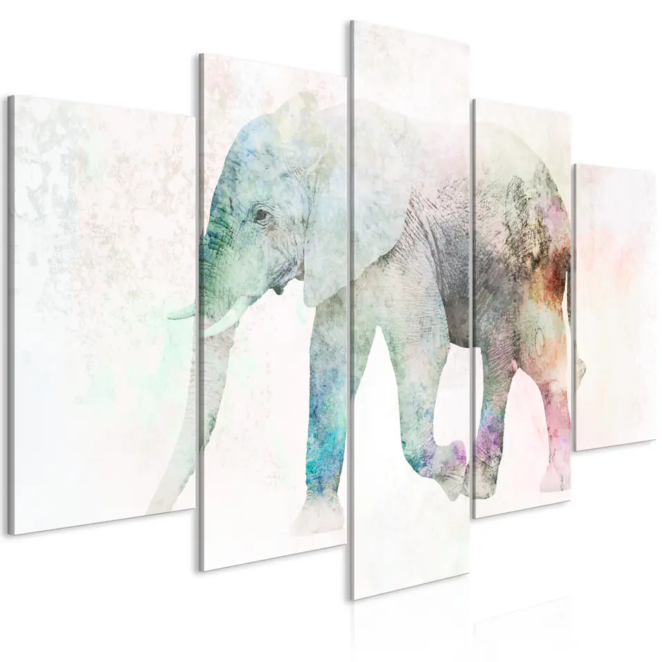 ⁨Picture - Painted elephant (5-piece) wide (size 100x50)⁩ at Wasserman.eu