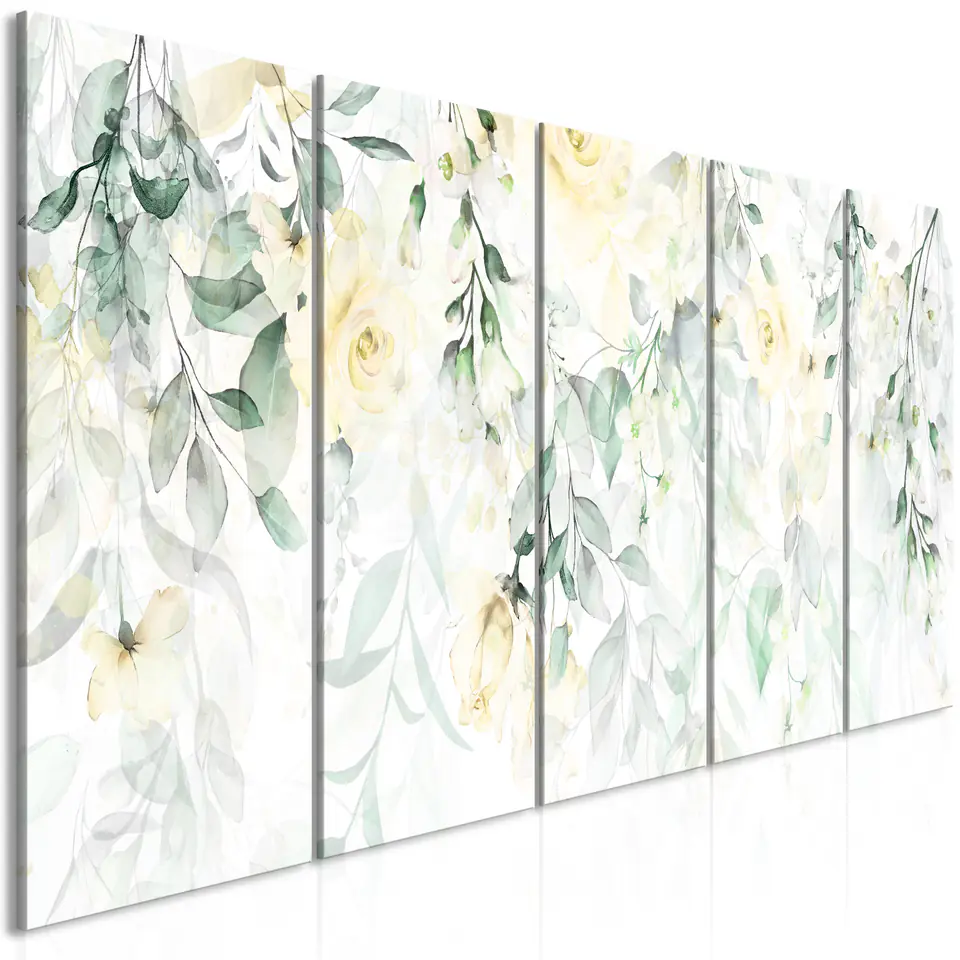 ⁨Painting - Waterfall of roses (5-part) narrow - the second variant (size 225x90)⁩ at Wasserman.eu